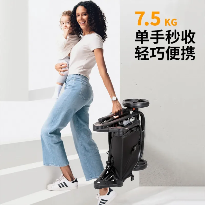 Il passeggino può sedersi e sdraiarsi nel passeggino bidirezionale ammortizzante per neonati dai 0 ai 3 anni