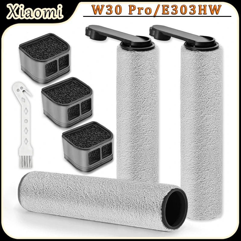 Accesorios para robot aspirador en seco y húmedo Xiaomi Truclean W30 Pro/E303HW, cepillo de rodillo principal, kit de repuesto de filtro HEPA