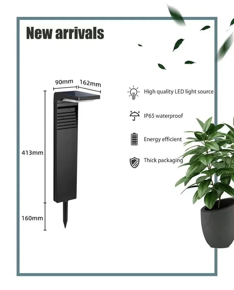 New Solar 5W Lawn Villa Ground Plug Light Modern Simple Courtyard Landscape Light IP65 Waterproof Outdoor Garden Lawn Light