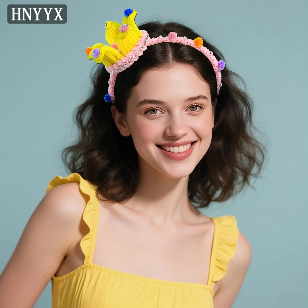 

HNYYX Princess Style Headband 3D Crown Cute Cartoon Headdress Sparkling Rhinestone Hair Accessories as Gifts for Children A389