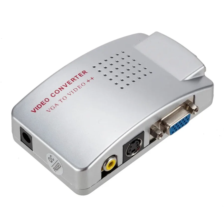 VGA to AV PC Converter Box VGA to TV AV RCA Signal Adapter Converter Video Switch Box Composite Supports NTSC PAL for Computer