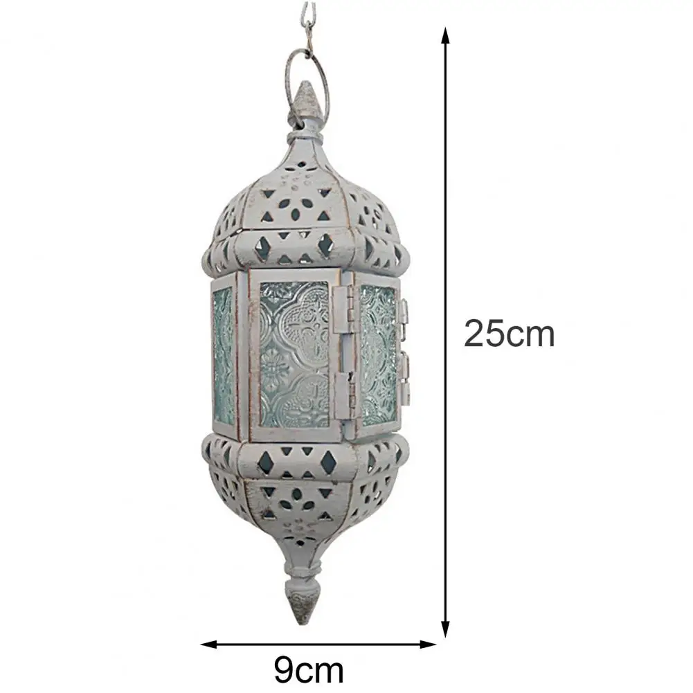 

European Iron Candle Holder Vintage European Style Iron Hanging Candle Holder with Tea Light Glass Ornament for Wedding Garden