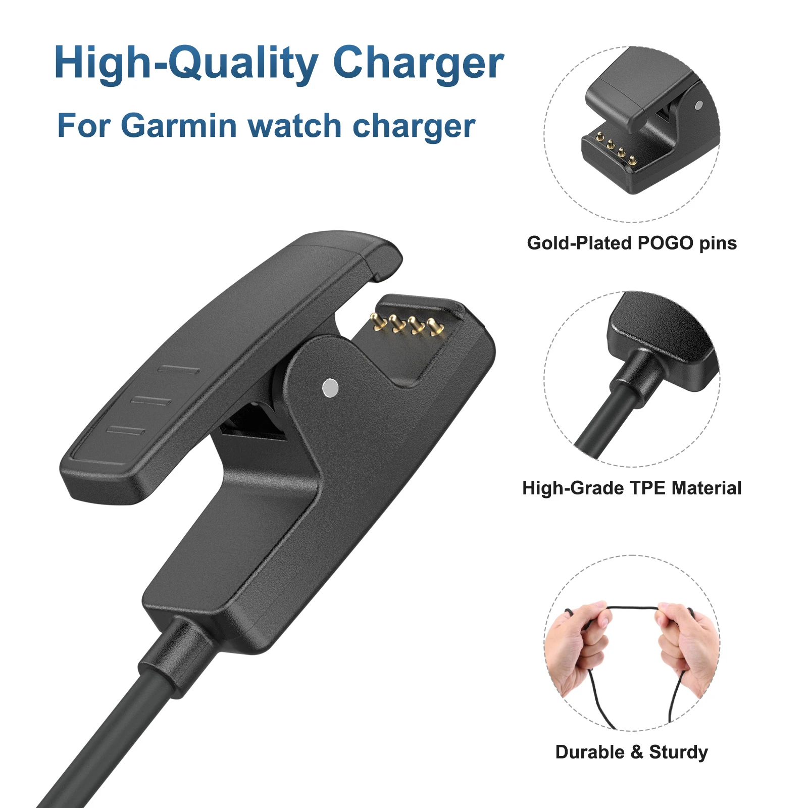 50cm/100cm Type C Charging Cable For Approach G10 S20 For Garmin Forerunner 35 230 235 630 735xt 645 Music Charger Clip Cradle