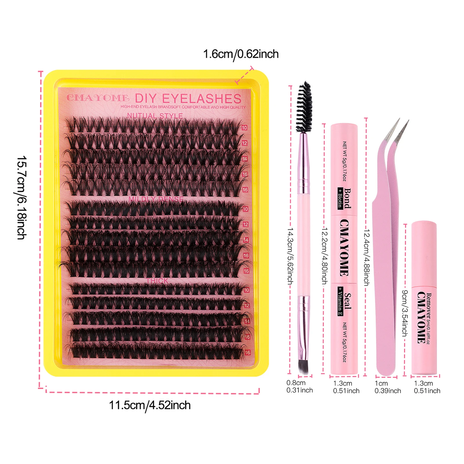 Fluffy Cluster Lashes Set Bindung und Siegel Kleber Applikator Kit Russische dicke D Curl Natürliche Wimpernverlängerung DIY Make-up-Zubehör