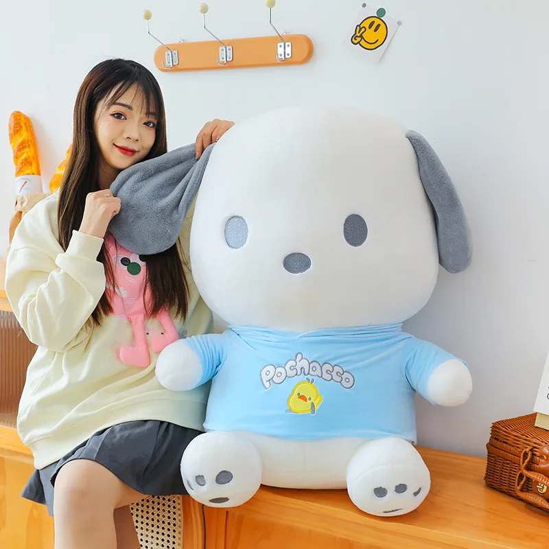 Kawaii moletom com capuz pachadog brinquedo de pelúcia boneca grande bonito cão travesseiro crianças aniversário presente de natal para crianças plushie animal de pelúcia