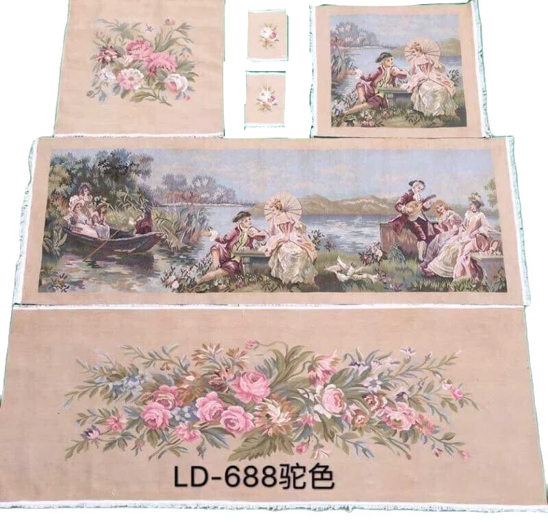 

Free Shipping French Aubusson hand woven Wool and Silk sofa and chair cover set 1:4 with arms