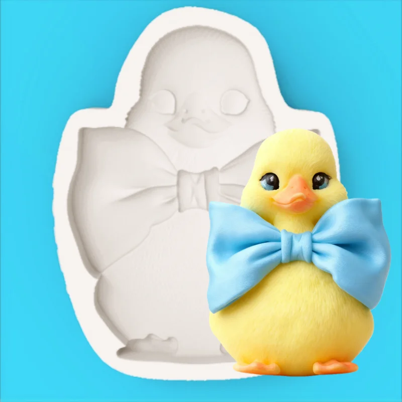 Duckling Mold with Bow Tie, Cute Duckling-Shaped Mold, High-Appearance Dessert Cake Chocolate Decoration Making Mold