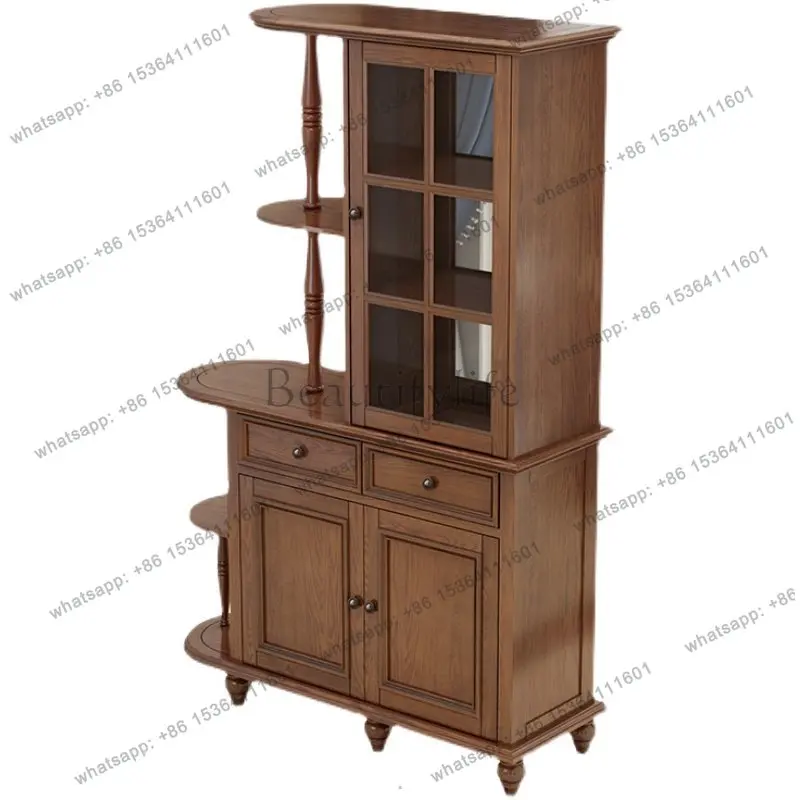 American country style solid wood porch simple partition wine cabinet door hall shoe cabinet
