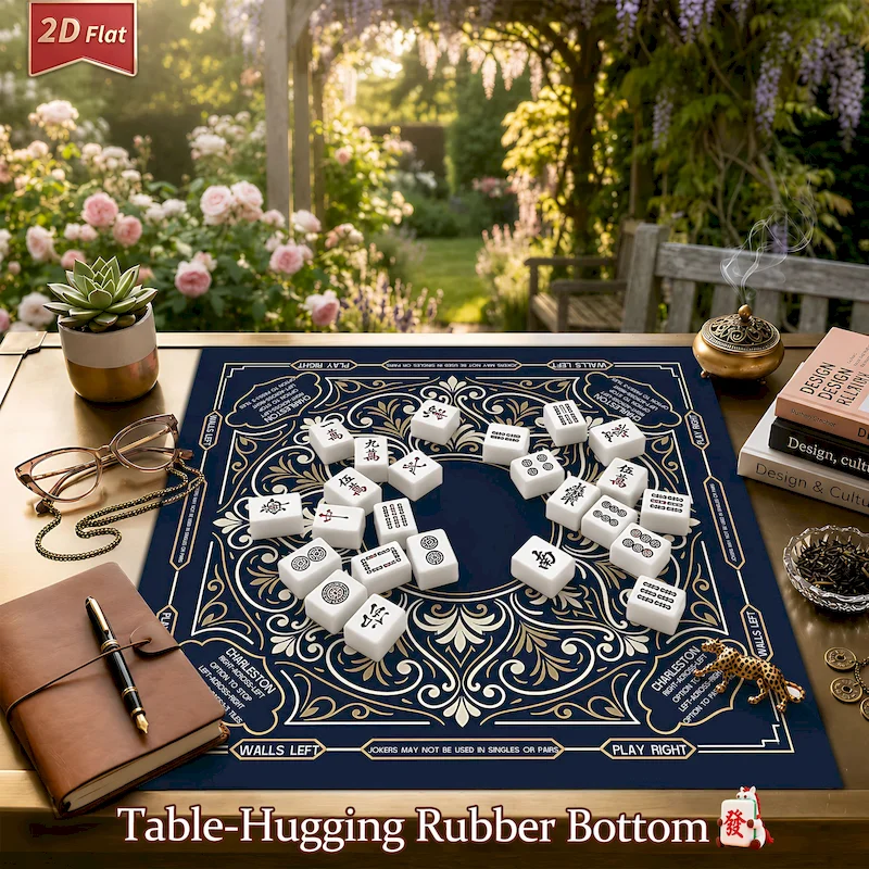VIKAMA Retro Gorgeous Baroque Printed Square Mahjong Table Mat Anti Slip Noise Reduction Absorbent Mat Home Decoration