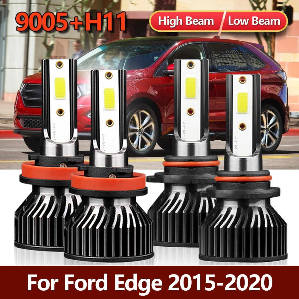 

Combo 4PCS LED Headlights Kit 9005 H11 Headlamp Bulbs High Low Car Turbo Fan Lamps For Ford Edge 2015 2016 2017 2018 2019 2020