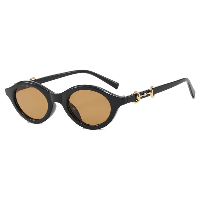 2026 New Women's Retro Oval Cat Eye Sunglasses with Horsebit Detail, Luxury Texture Personality Fashion Shades