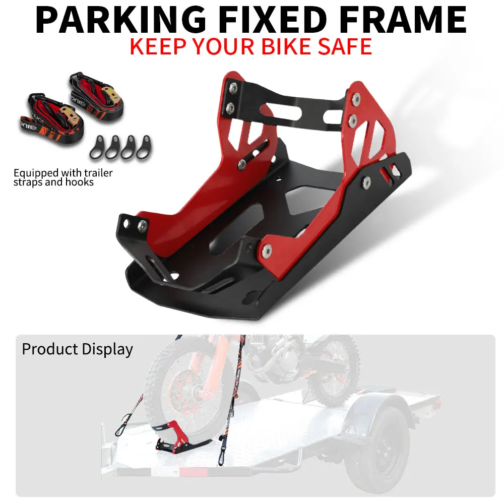 

Heavy-duty Steel Motorcycle Front Wheel Stand Wheel Chock Hooks Kit Load Luggage Strap For Trailer rack Parking Dirt Bike