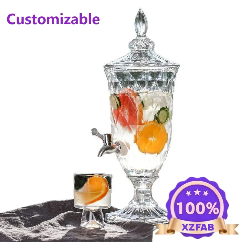 Factory Direct 2026 Glass cold kettle with faucet food grade large capacity lemon fruit tea beverage cola bucket cold brew food