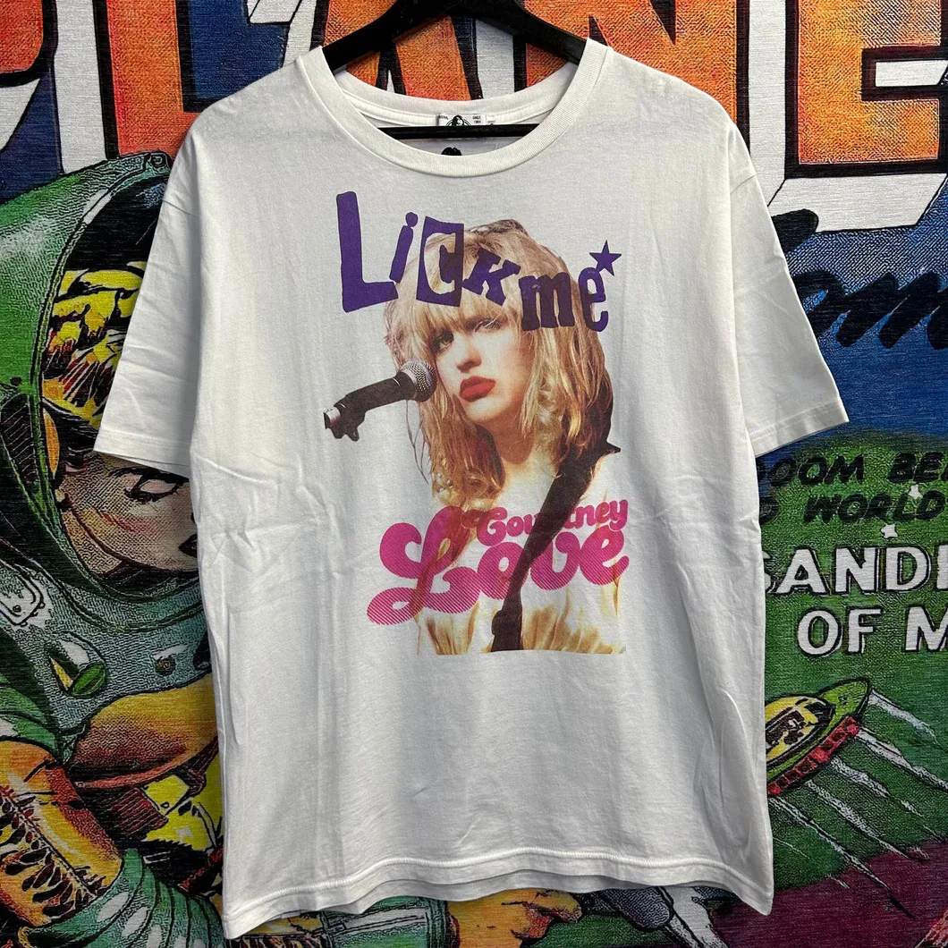 Courtney Love Lick Me Short Sleeve White Unisex All Sizes T261