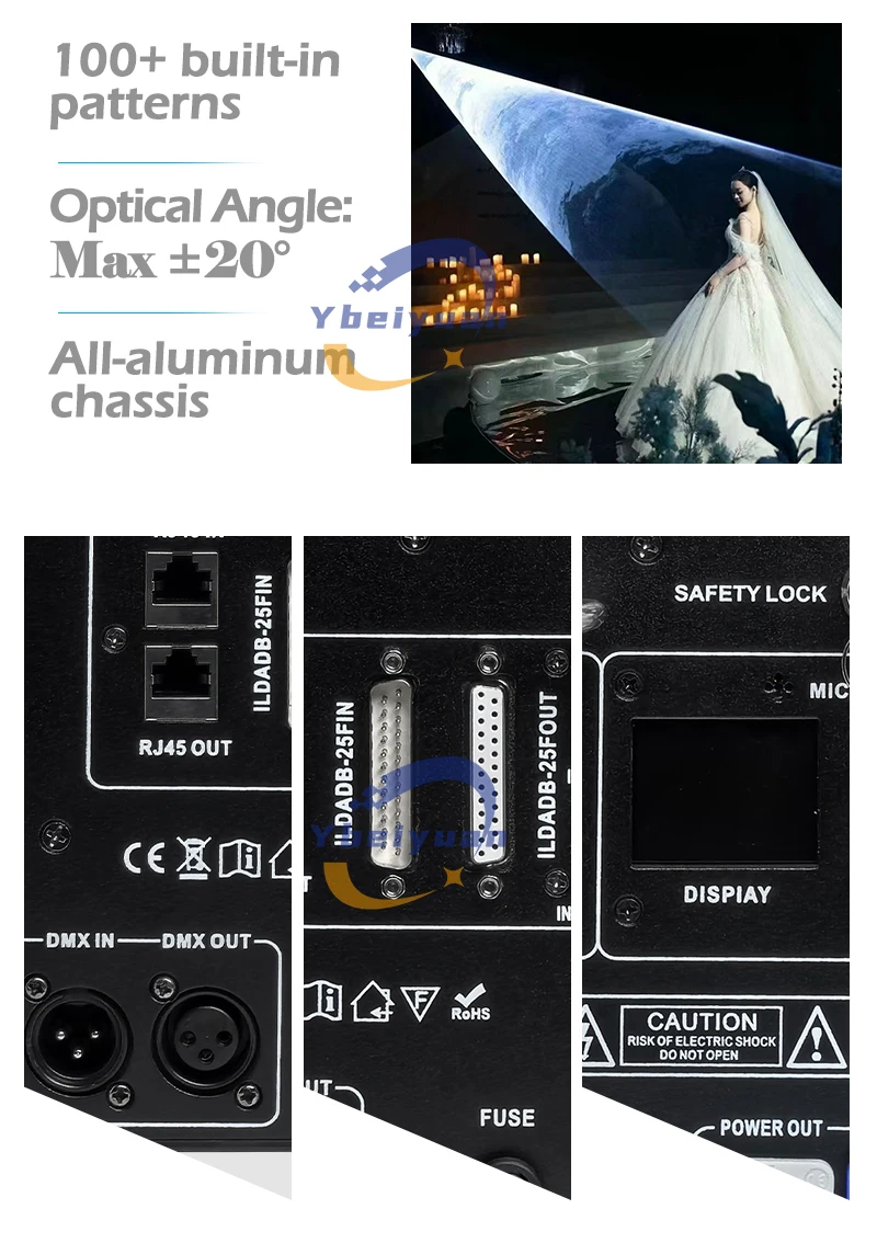 15W Vollfarbige RGB-Animations-Laserbeleuchtung ILDA, RJ45, DMX, Mobile App-Steuerung Bühnenlaser für Disco, DJ, Bar, Hochzeit, Party – Detail 5