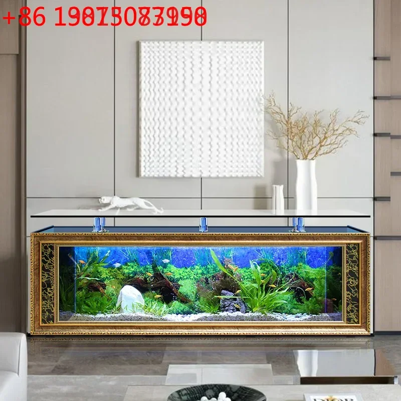 z Large Custom Glass Clear Luxury Aquarium Tank Fish For Home big Fish tank of TV cabinet Goldfish tank landscaping customizati