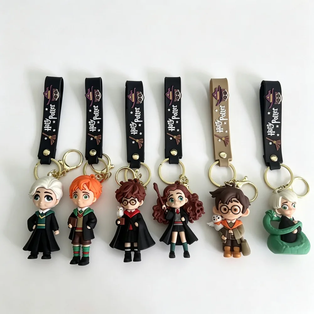 Harry Potter 3D silicone character keychain cute mini cartoon character bag pendant car keychain fans collect birthday gifts.