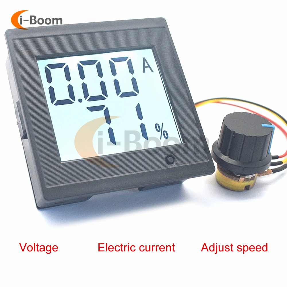 DC 12V 24V 36V 8A Brushed DC Motor Speed Controller LCD Digital Voltmeter Ammeter with Potentiometer switch Speed Governor