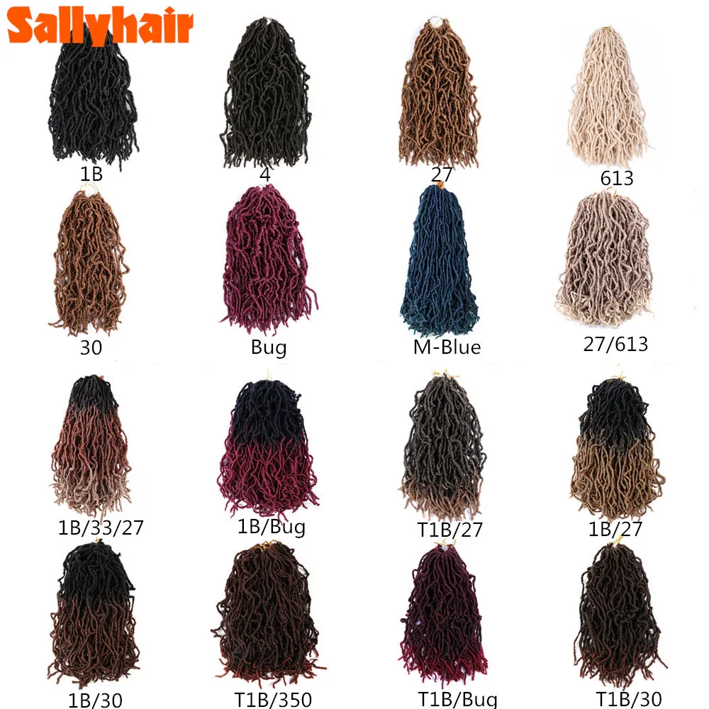 Sallyhair Synthetic Soft Goddess Locs Crochet Braid Hair 21 strands/pack Ombre Faux Nu Locs Crochet Braids Hair Extensions