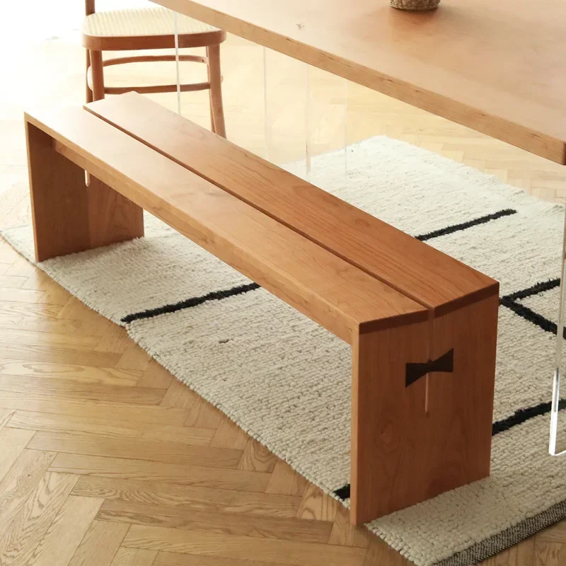 Black walnut all solid wood dining chair log bench cherry wood dining bench bench stool Nordic minimalist bedside stool