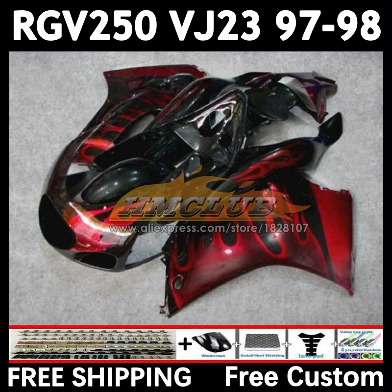 Body Kit For SUZUKI RGV250 SAPC VJ23 97 98 20No.17 red flames RGVT250 VJ 23 RGV-250 RGVT RGV 250 CC 1997 1998 Full Fairing Set