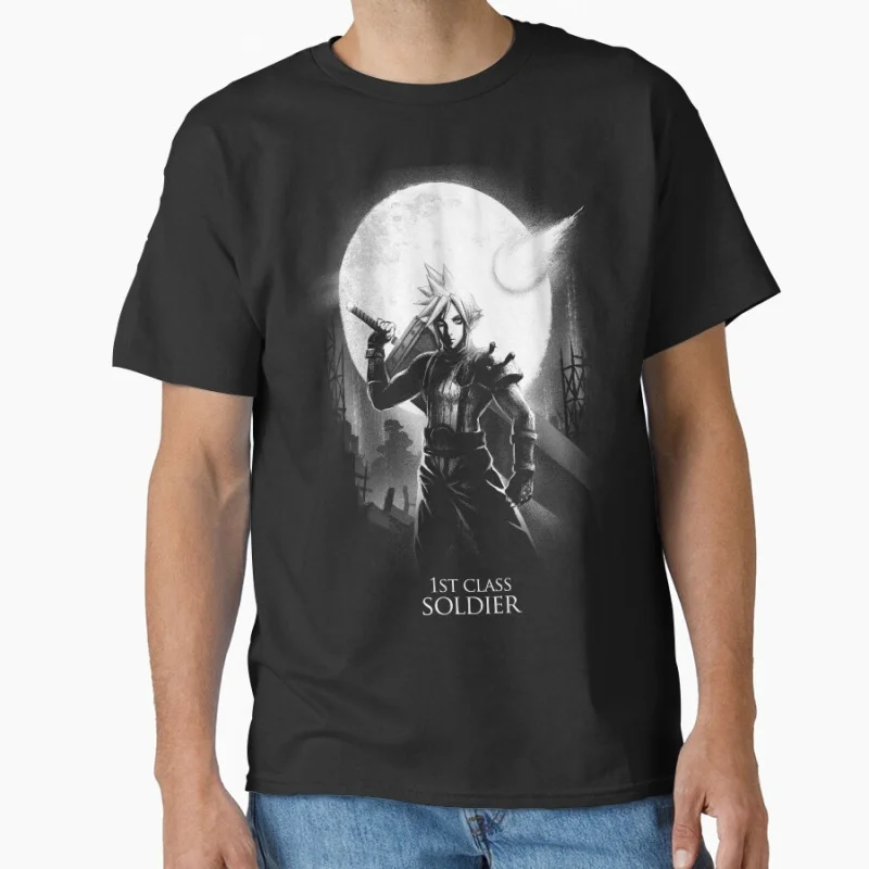 

Final Fantasy VII Cloud Moon FF7 jrpg video game T Shirt for men 100% cotton large size Adult tops S-6XL