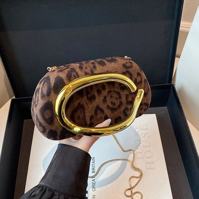 

​ ​ Модная сумка через плечо 2025 года ​ ​ Для женщин леопардовый принт кошелек ретро сумка на плечо с ремешком-цепочкой модная вечерняя и пригородная сумка