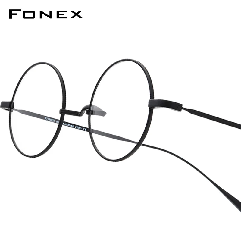 FONEX Titanium Glasses Frame Men High Quality Harries Retro Round Eyeglasses Brand Design Vintage Japanese Potters Eyewear 9120