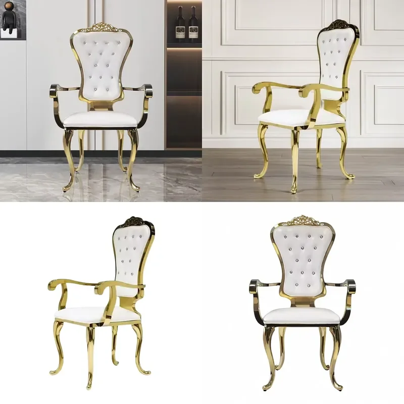 Modern Gold Plated Stainless Steel Dining Chairs for Wedding Hotels Halls Banquets Wholesale Custom Hotel Living Room Event