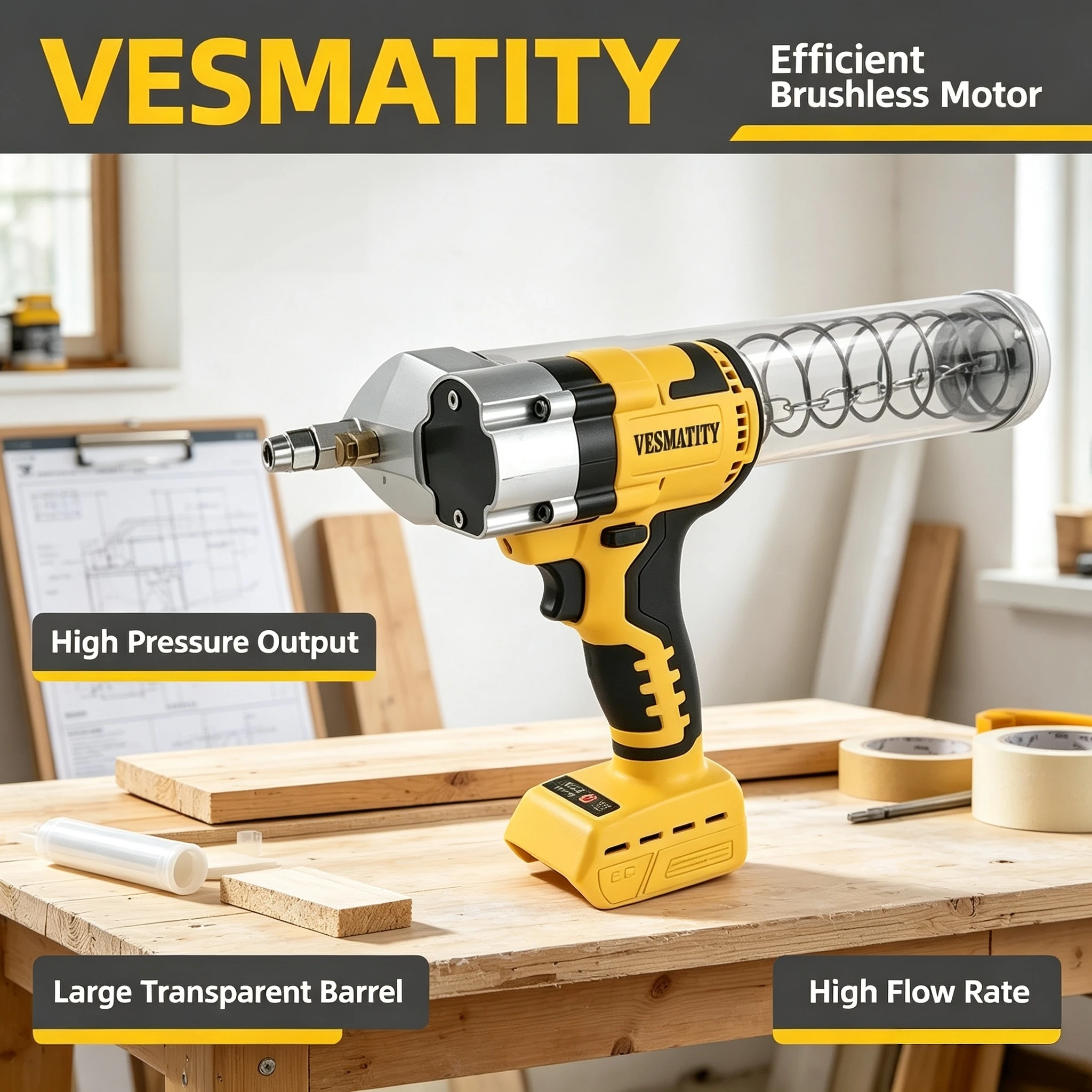 vesmatity-ブラシレスグリースガン、電動ledオイル注入ツール、18v-20vバッテリー対応、pro-max-plus-hdモデル