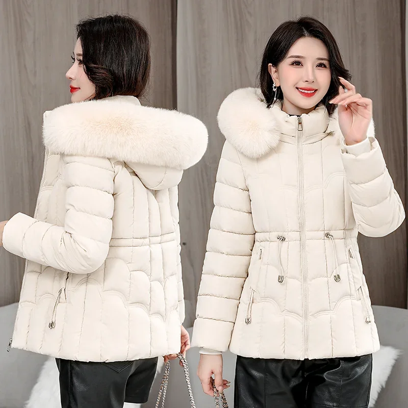 2024 New Winter Down Jacket Women Parkas Fashion High-Quality Warm Cotton Padded Coat Ladies Short Overcoat Hooded Outerwea Tops