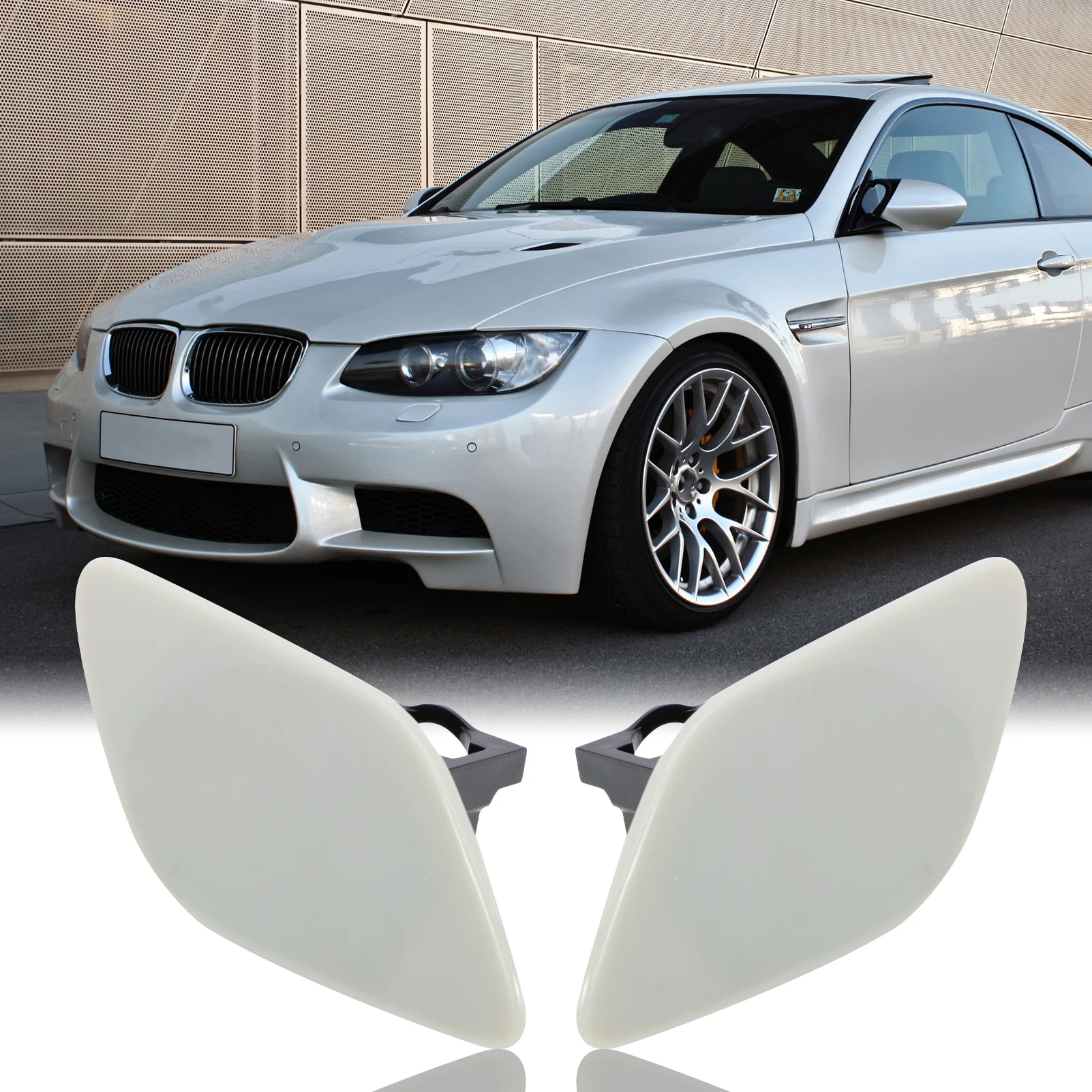 Pair of Headlight Washer Covers, Pair of Headlight Washer Nozzle Cap Covers Suitable for 3 Series E92 E93 6167 7171660