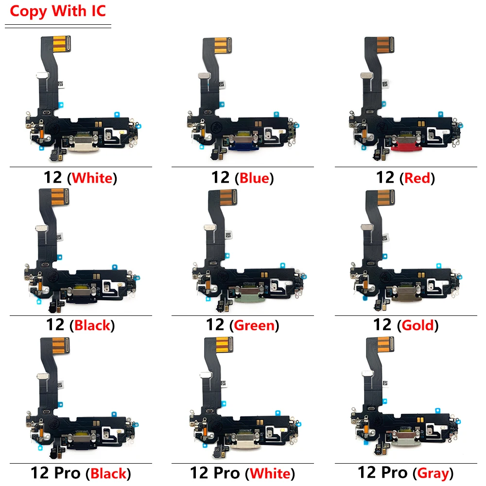 10 Pcs For iPhone 12 Pro Charger Charging USB Port Dock Connector Flex Cable With Microphone And Headphone Audio Jack for iphone 15 pro max r just metal silicone tempered glass life waterproof phone case with holder