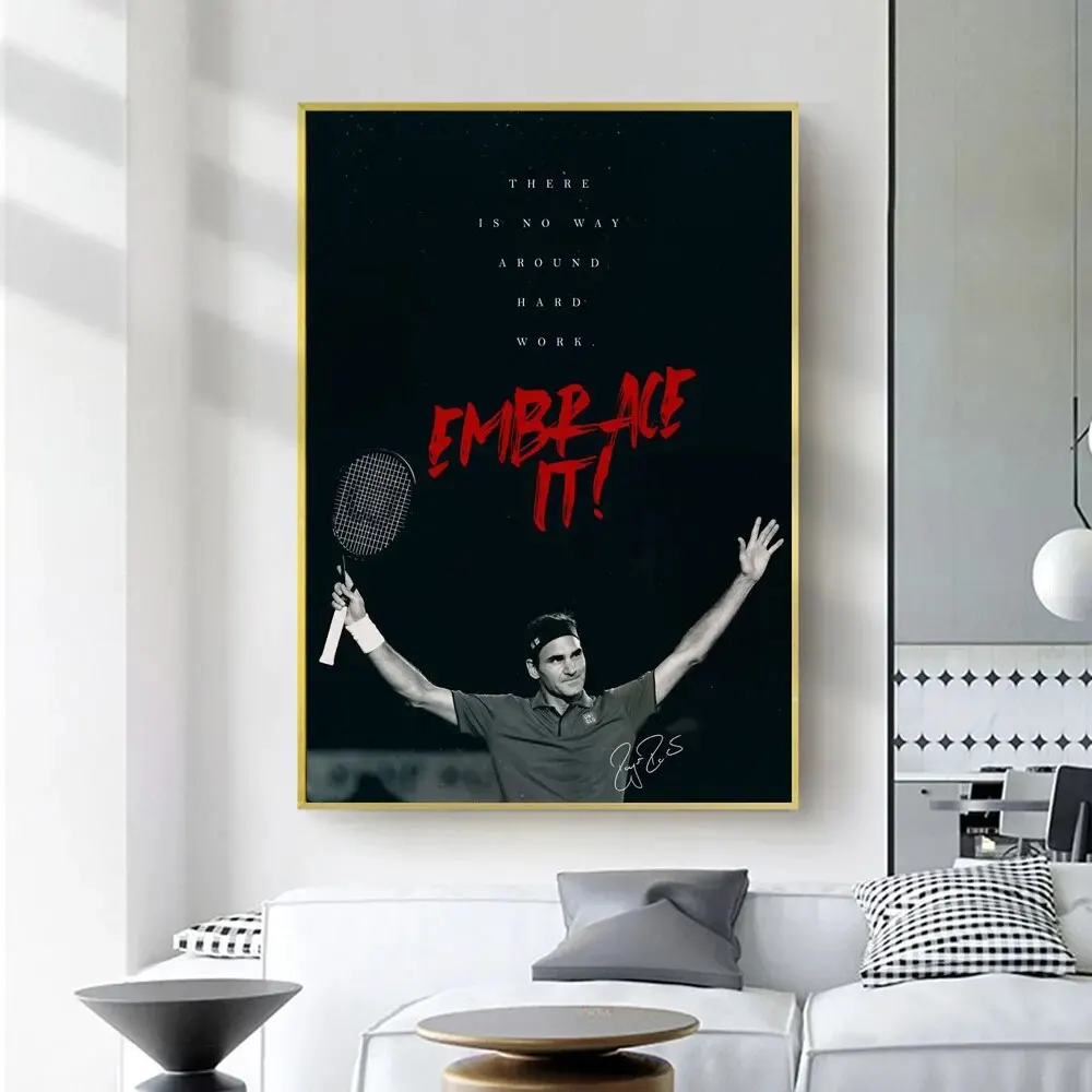 Roger Federer Tennis Player Motivational Quote Wall Canvas Poster Prints  Sports Art Decor for Living Room