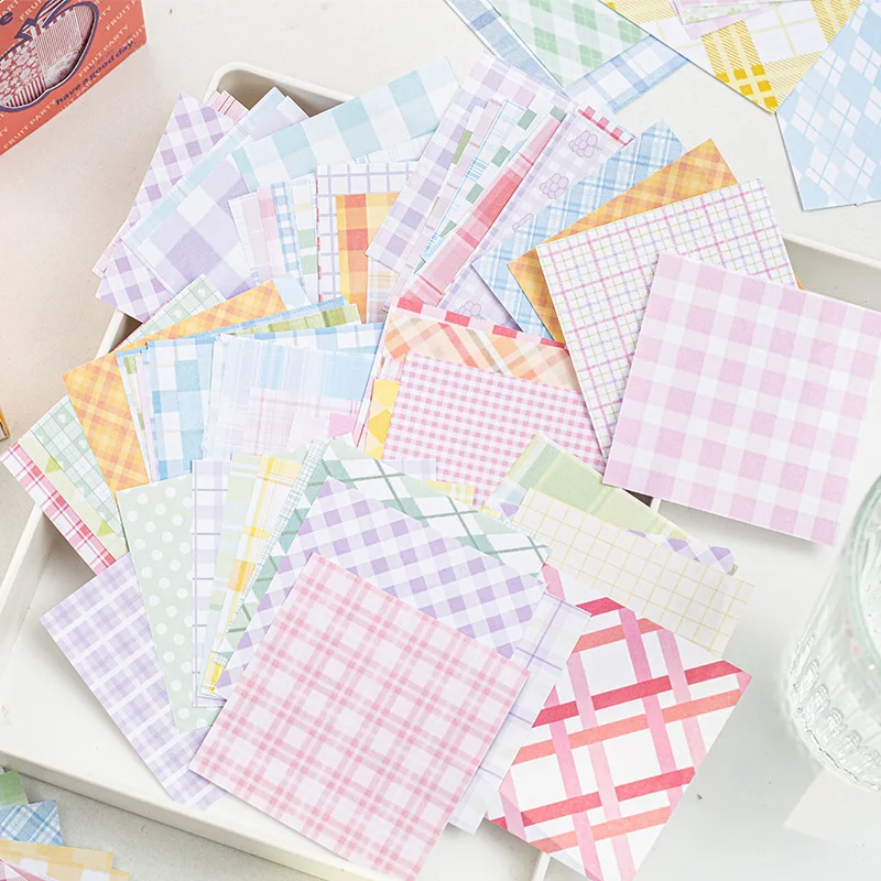 Basic Plaid Notepad Decorative Memo Pad DIY Scrapbooking Material Paper Message Notes Paper Kawaii School Stationery