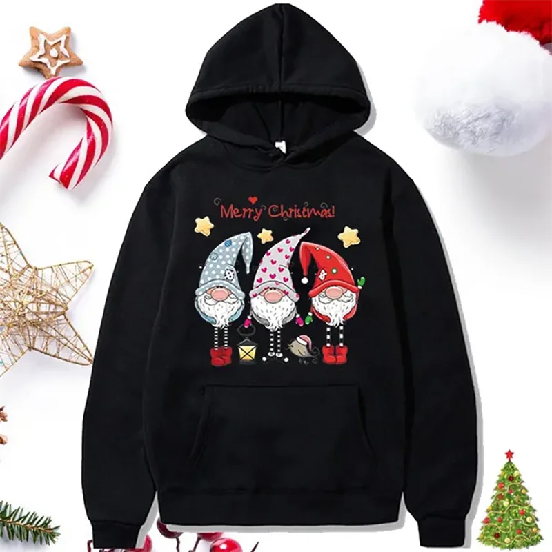 

Merry Christmas Santa Claus Letter Men's Hoodie Women's Fashion Simple Long sleeved Pullover Street Trend Y2k Large Sweatshirt