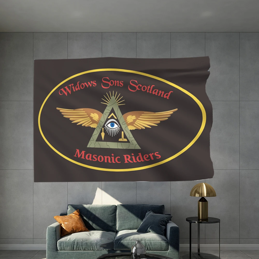 Widows  Sons Scotland Masonic Riders  Eye Of Providence  3X5FT 150X90CM Banner Brass Metal Holes  Home Decorate