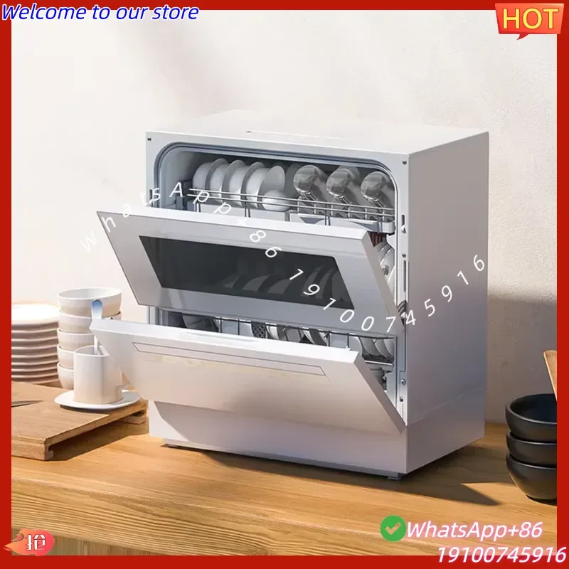 Hot2026 Maxky Fully Automatic Intelligent Plastic Household Dishwasher Electric Power Source Freestanding 4 Sets Capacity