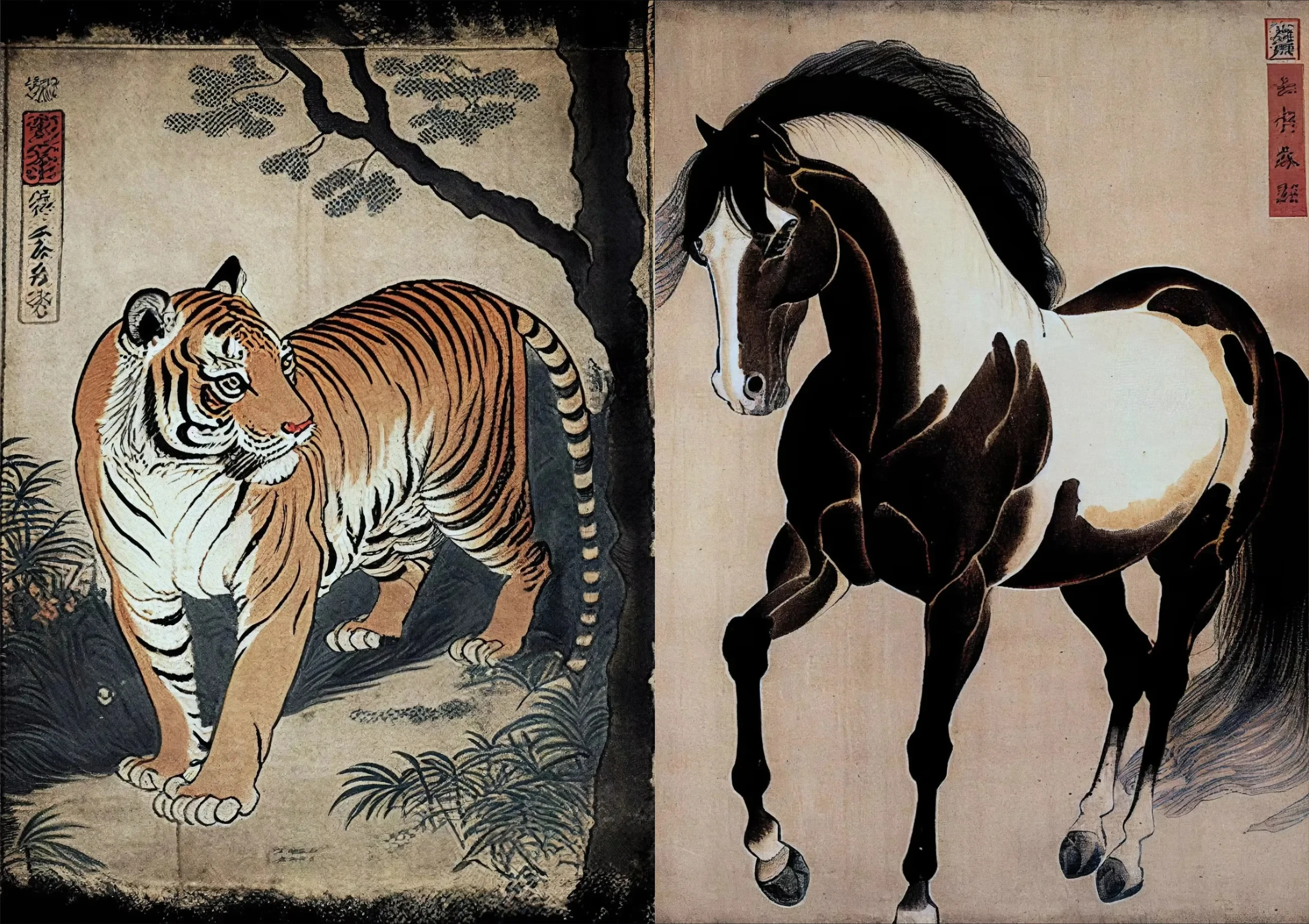 

500/1000/1200/2000PCS Jigsaw Puzzles Retro Animals Tiger Horse Family Activity Games for Gameroom Bedroom Home Decor Gift