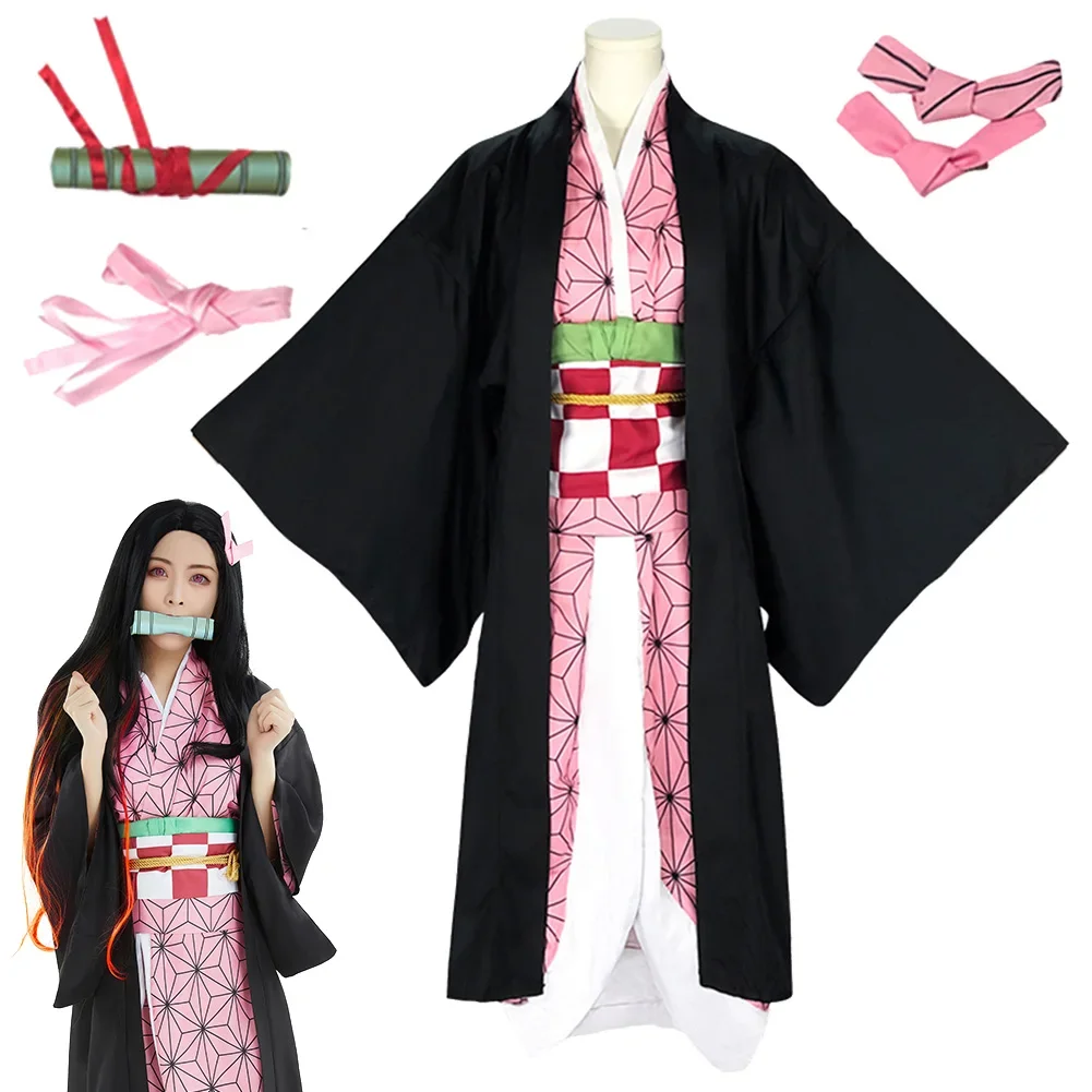 

Nezuko Cosplay Fantasy headdress Kimono Suits Anime Devil Murderer Costume Disguise Adult Women Roleplay Fantasia Outfits