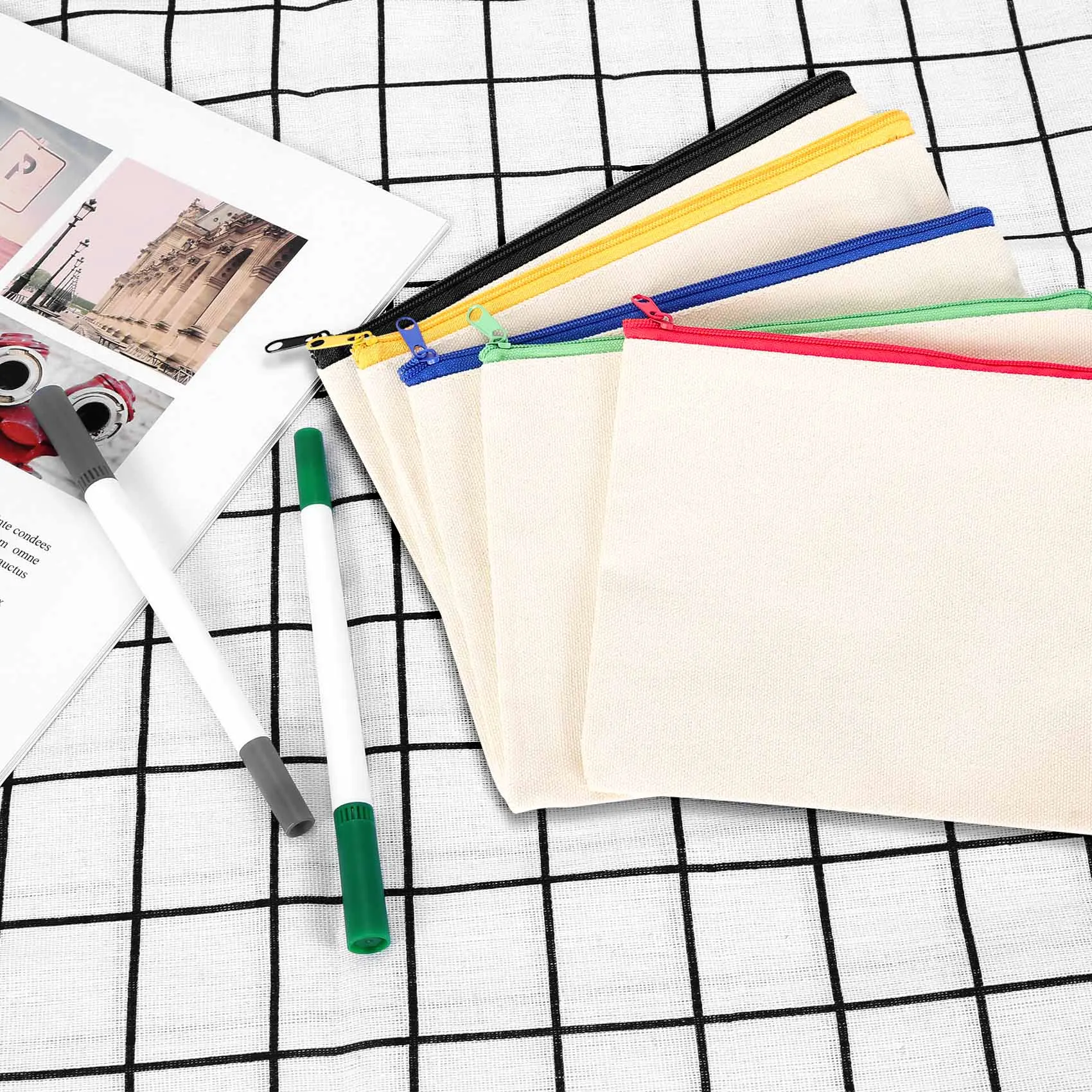 

A32P_20 Pcs Canvas Cosmetic Bag Multifunctional Cosmetic Bag Travel Cosmetic Bag Pen Coin Bag Blank DIY Bag