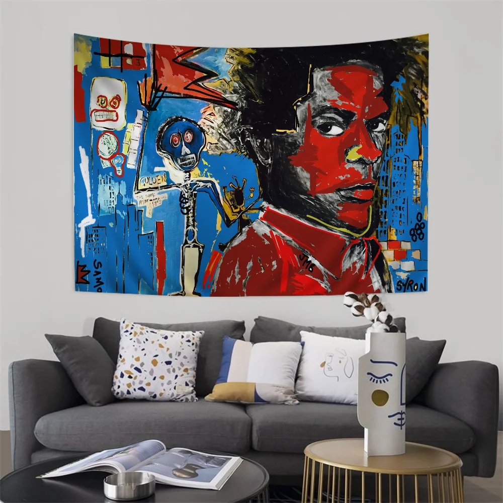 Art J-Jean-M-Michel B-Basquiat Colorful Tapestry Wall Hanging Bohemian Wall Tapestries Mandala Wall Hanging Sheets