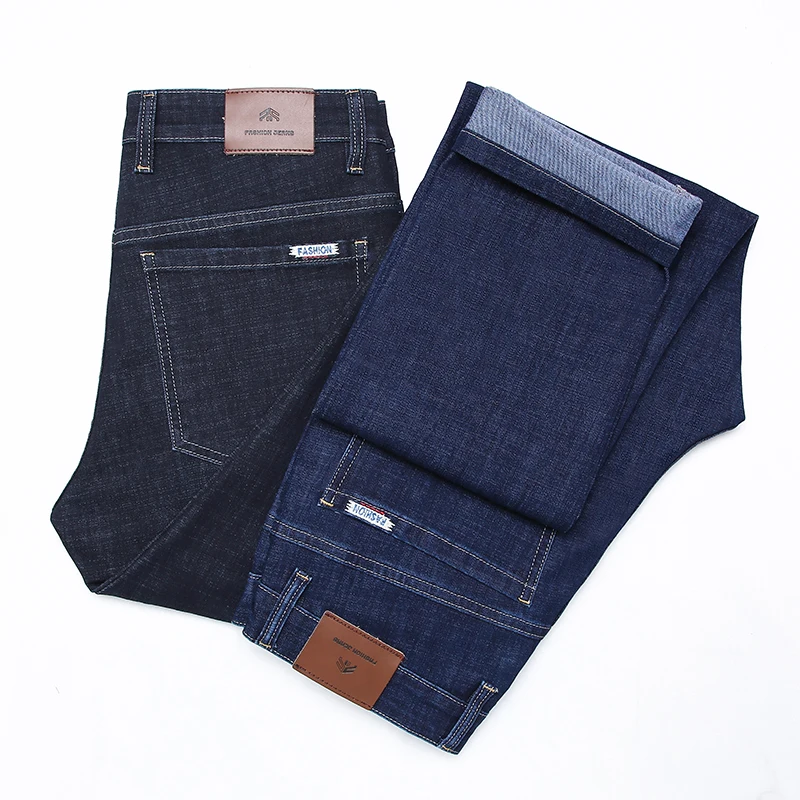 

2025 Spring Autumn Comfort Straight Denim Pants Male High Quality New Men's Midwight Jeans Business Casual Elastic Trousers