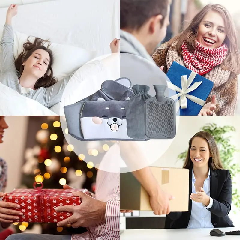 Hot Water Bottle with Cover 1 L Hot Water Bottle Small with Soft Plush Hand Waist Warmer Hot Bottle Belt Rubber Hot Water Bag image 5