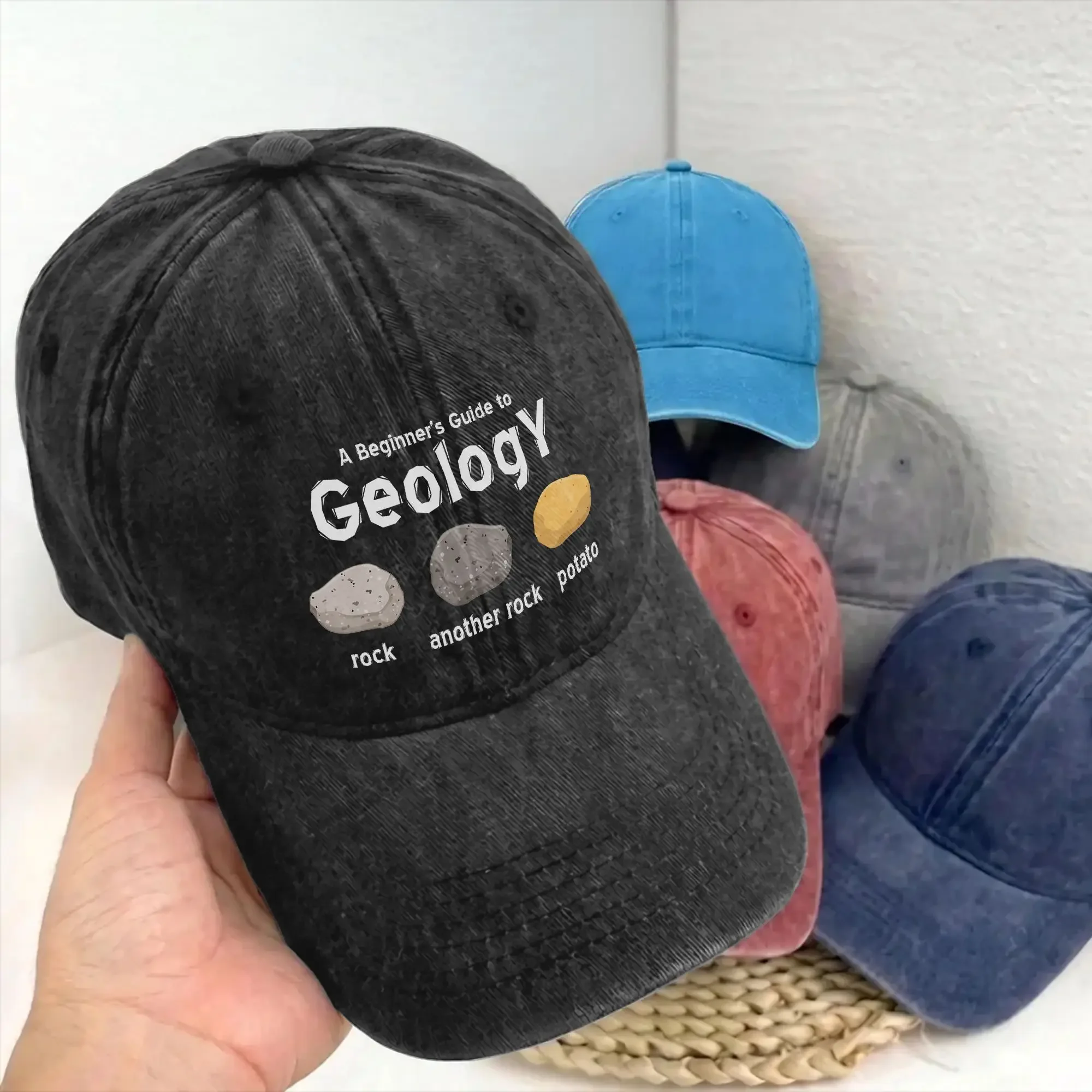 A Beginner Guide To Geology Funny Potato Unstructured Baseball Caps Geologist Distressed Washed Hat Vintage Adjustable Snapback