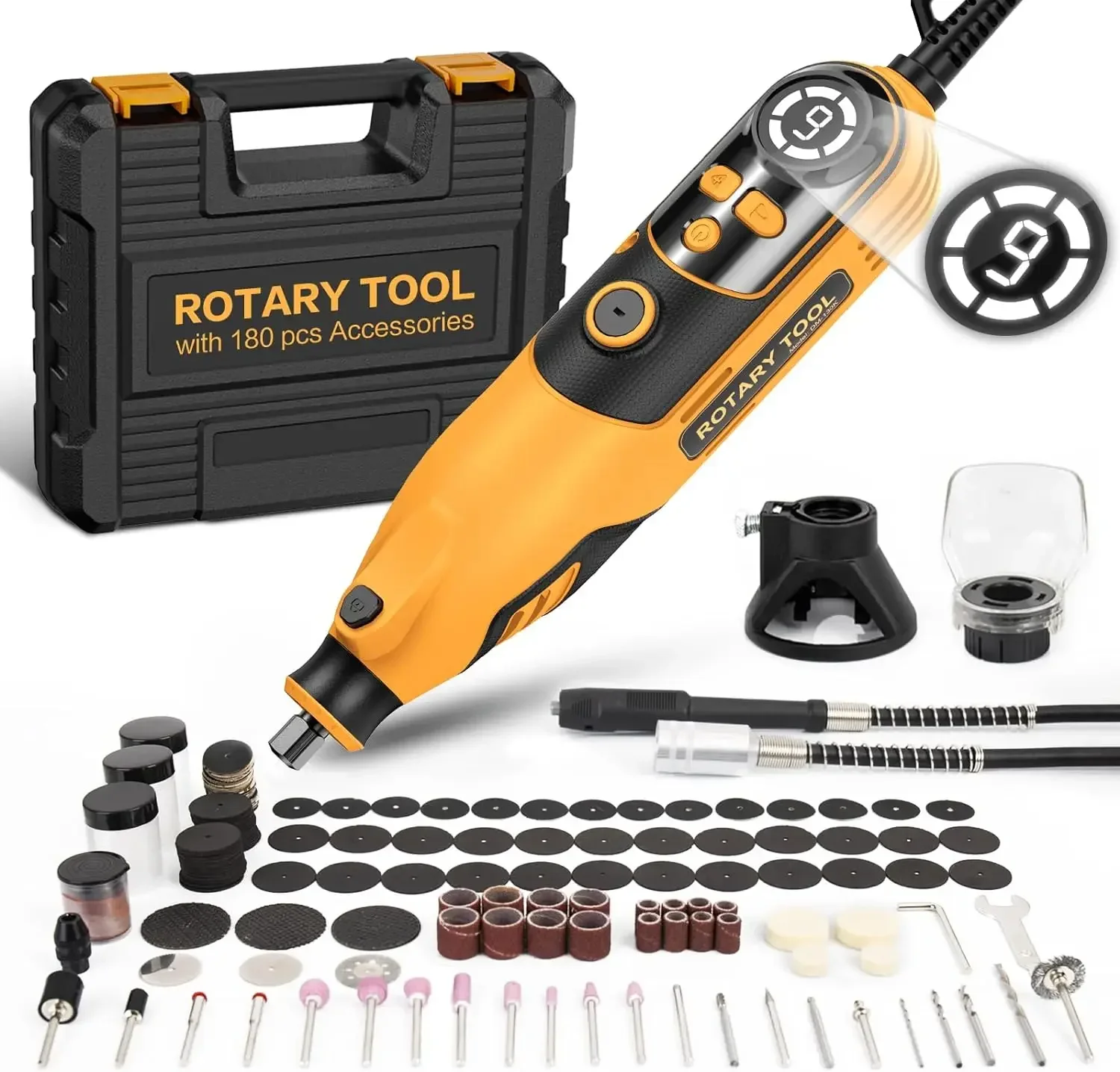 Handstar Rotary Tool Kit, 6 Variable Speed Electric Drill Set, Large LED Screen Display, 10000-35000 RPM with Flex Shaft