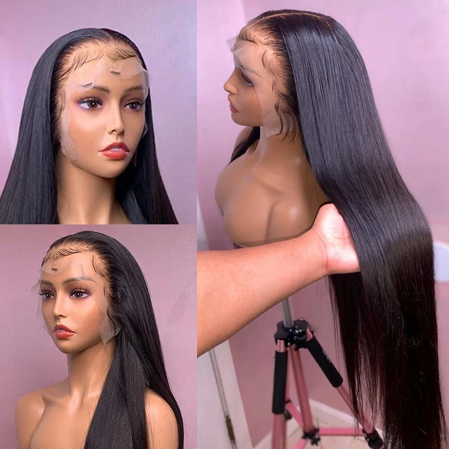 Bone Straight 13x4 HD Lace Front Human Hair Wigs For Women Black 32 34Inch 13x6 HD Lace Frontal Wig 100% Human Hair Closure Wigs