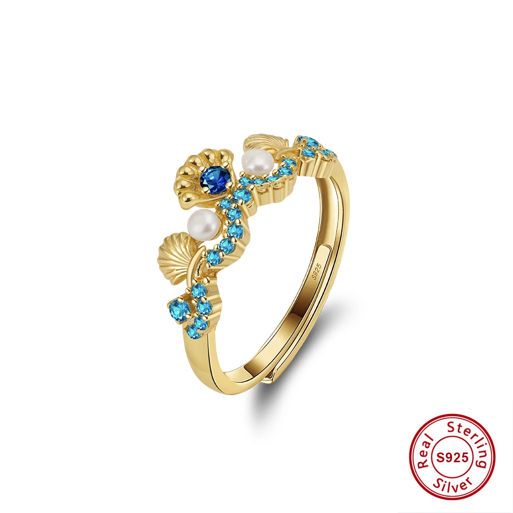 

Kiss Mandy Classic Shiny Zircon Finger Rings Adjustable 925 Silver Real Pearl Charm Ring Shell Fashion Gift Ring Jewelry GPR23