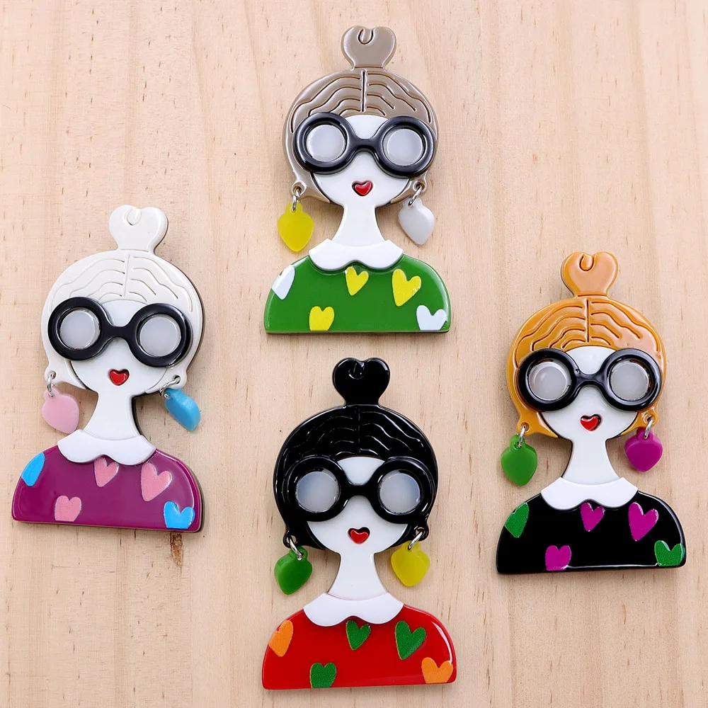 New acrylic wearing earrings girl's brooch, women fashion pin jewelry accessories