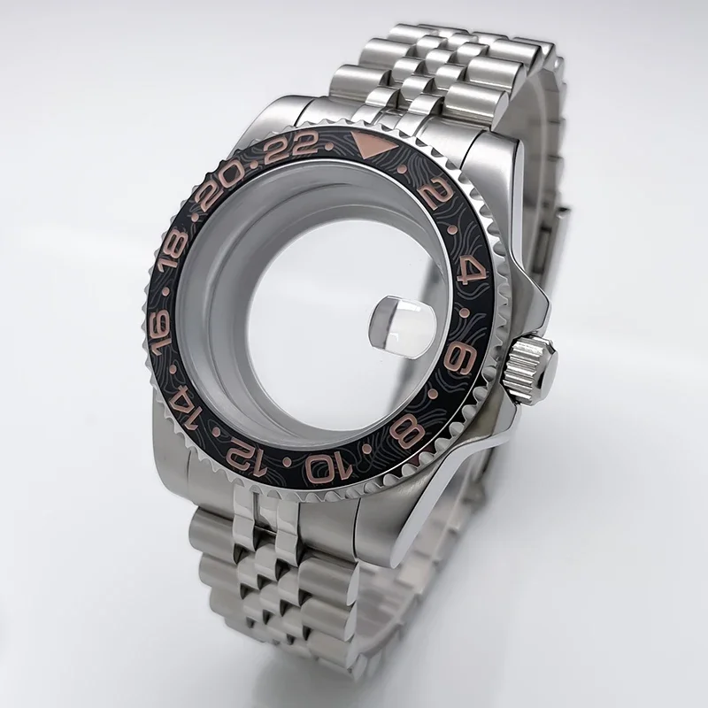 NH35 kast 40 mm Sub Gmt Jubile roestvrijstalen band saffierglas voor Seik Mod accessoires NH35 NH36 NH34 uurwerk horlogekast
